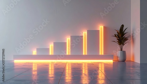 Modern interior design with glowing lights.
