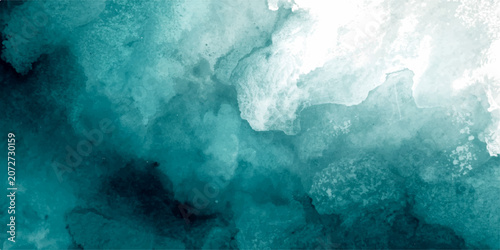 Obraz na plátně Majestic Antarctic Iceberg in Blue Ocean Water with Cloudy Sky Watercolor Textur