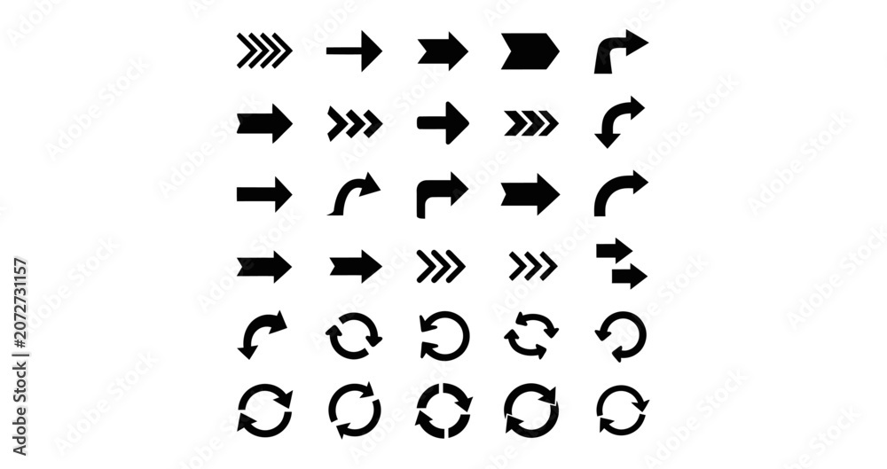 Naklejka premium Collection of Black Minimalist Arrow Icons