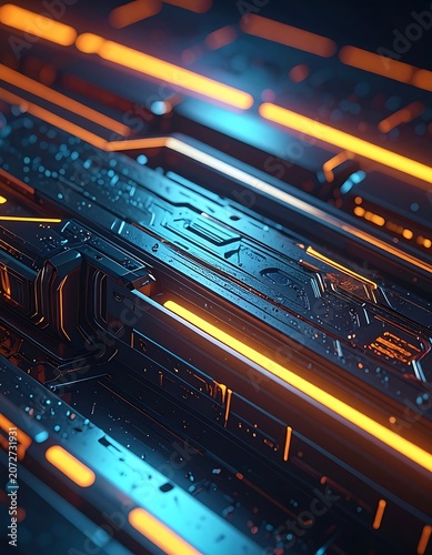 Close-up of futuristic circuit board.
