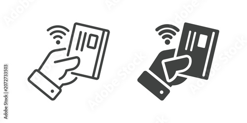 Schilderij op canvas Contactless Payment Icon. Line and glyph solid icon