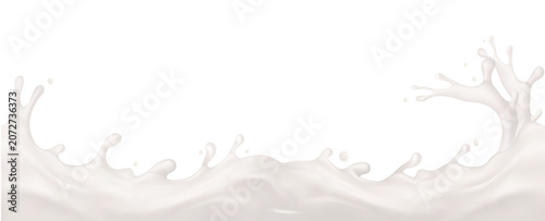 seamless horizontal milk splash border Ideal continuous repeat patterns on milk cartons dairy product packaging and beverage advertising designs.