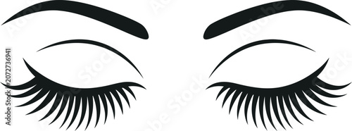Bild auf Leinwand Beautiful Eyelash Extensions and Brows Vector Illustration