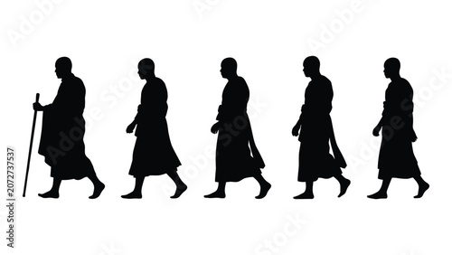 Fotografía Silhouette of a man walking in different positions