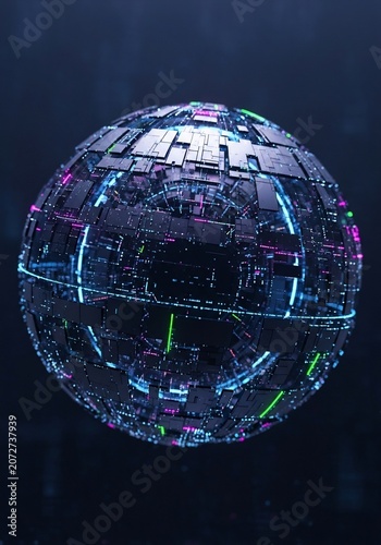 Cosmic Circuitry: Luminous Orb's Mechanical Heart