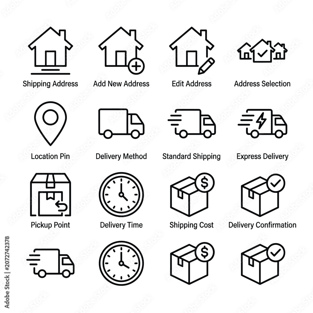 Fototapeta premium Shipping Icons Delivery Icons With Address Icon
