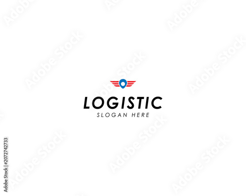 Pin with wings logistics logo