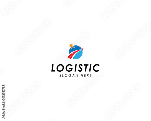 logistic logo, arrow up circling globe logo design inspiration