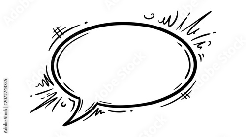 Cuadro en lienzo A black and white illustration of a speech bubble.