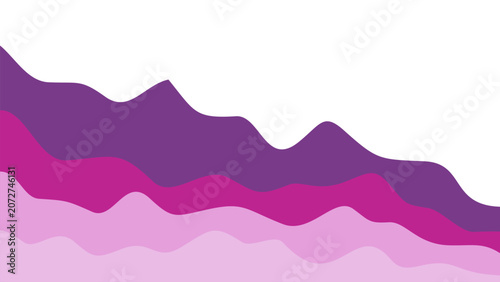 Organic abstract layered mountain concept. Undulating flat layers with deep plum and bright pink gradient. Beautiful visual for creative web.
