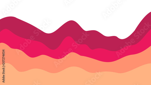 Abstract warm sunset landscape background. Fluid wavy layers in deep maroon, red, and vibrant orange. Perfect for energetic modern templates.
