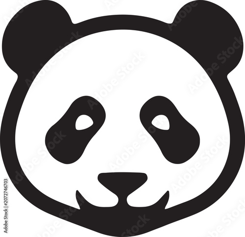 Panda Face Black Silhouette Animal Icon