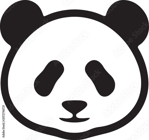 Panda Face Black Silhouette Animal Icon