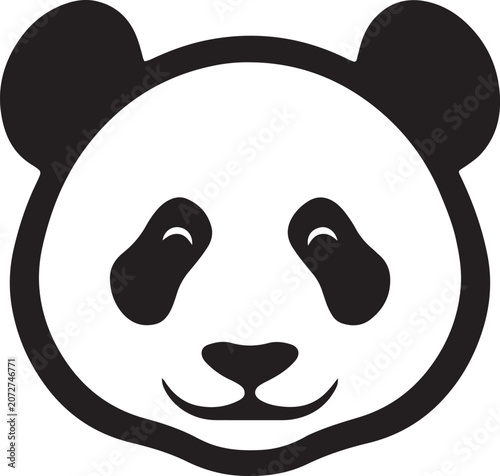 Panda Face Black Silhouette Animal Icon