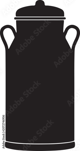 Milk Can Black Silhouette Farm Container Vector