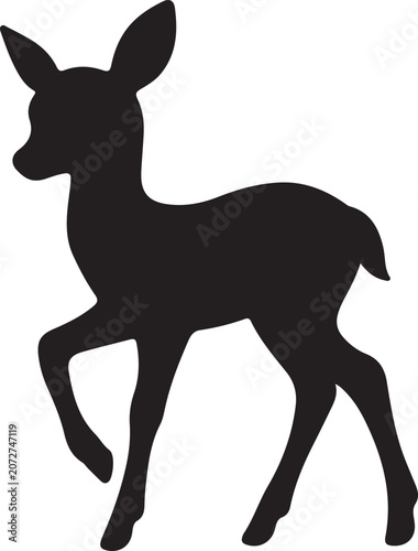 Deer Fawn Black Silhouette Animal Vector