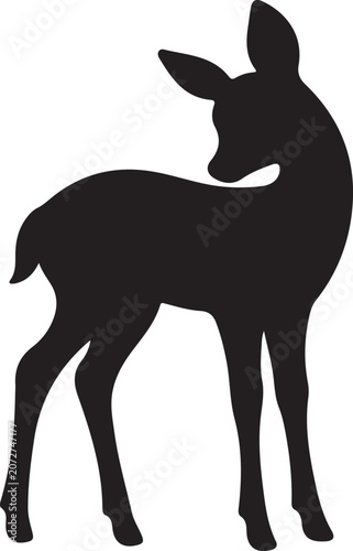 Deer Fawn Black Silhouette Animal Vector