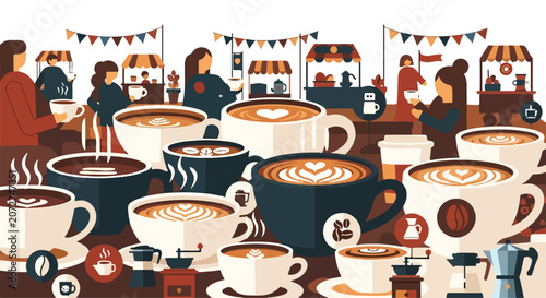 Photos A bustling outdoor coffee market scene