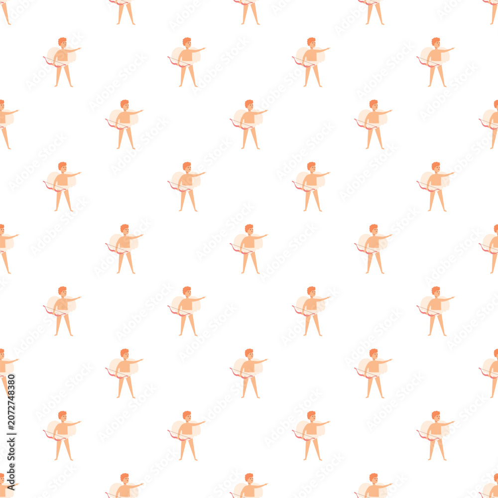 Naklejka premium Cupid angels with wings and bows creating a repeating holiday background design