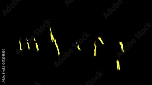 yellow flames against a stark black background