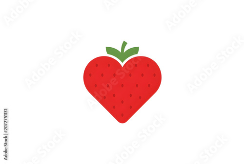 Strawberry Heart Logo Design for Fresh Organic Juice and Food Brand Identity