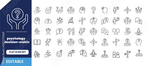 Tableau sur toile Psychology decision making flat icon set
