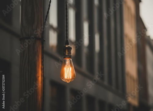 Edison bulb illumination outdoors evening city street light