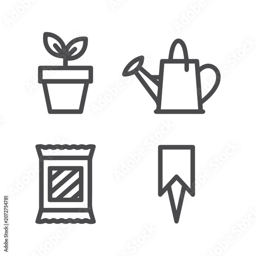 Garden planting and care icons