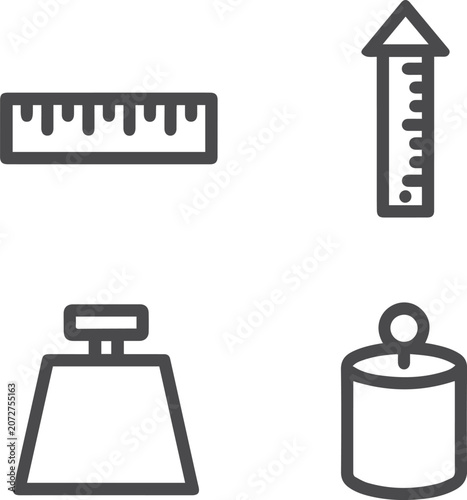 Measurement and weight icons set