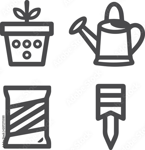 Gardening tools and supplies icons