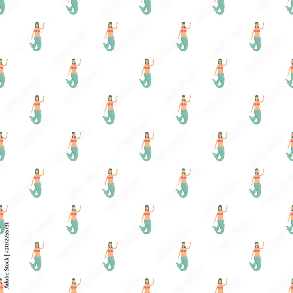 Naklejka premium Cute cartoon mermaids forming a seamless pattern on a white background