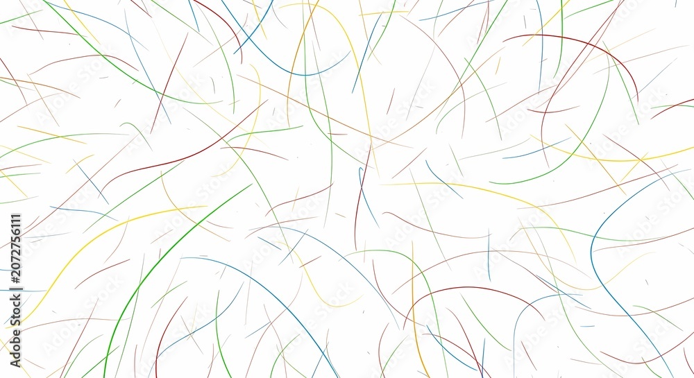 Fototapeta premium Fine multicolored curved lines pattern on white background.