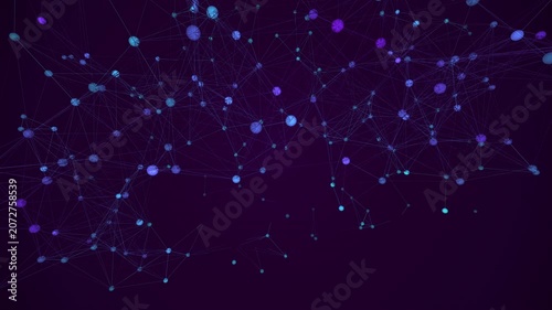 Hypnotic seamless loop of a glowing turquoise neural network of sphere nodes firing and connecting in a seamless plexus with deep cinematic detail.