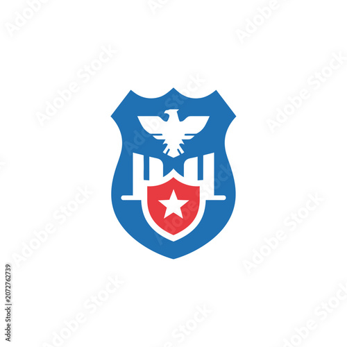 Blue shield with white eagle emblem.