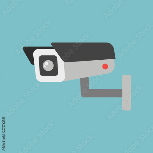 Security camera with red light on.
