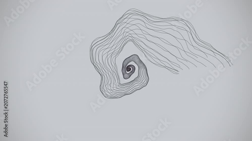 Hypnotic seamless loop of a glowing rose gold seashell morphing through an abstract topology field with cinematic depth. Ideal for science background, vj loop. 4K UHD.