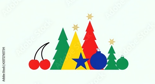 Minimalist Christmas tree and holiday ornament icons.