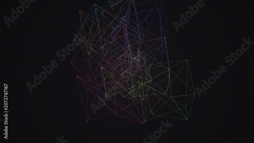 Abstract 4K UHD loop featuring a glowing rose gold polyhedron morphing through an abstract topology field in crisp volumetric detail. Ideal for technology background, sound bath. 4K UHD.