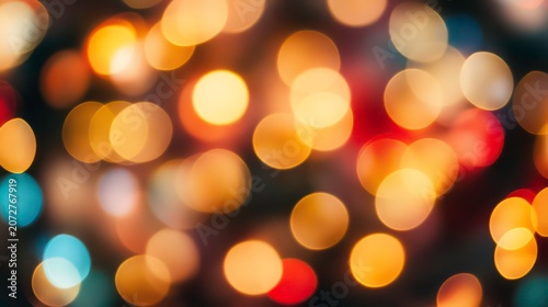 Abstract bokeh background with colorful lights.