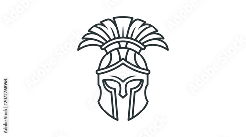 Frontal Spartan warrior helmet outline icon.