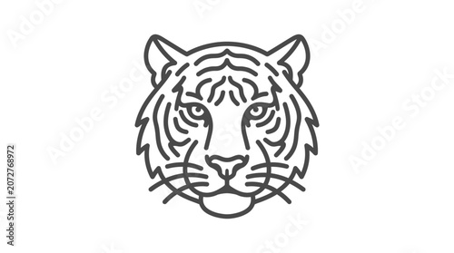 Frontal tiger head face line art icon