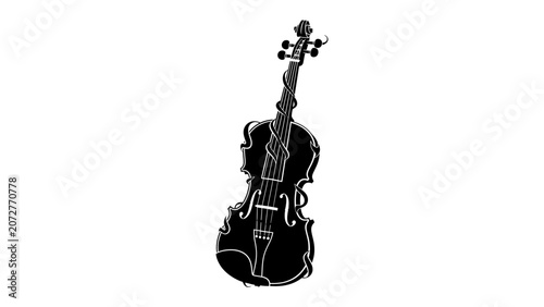 Canvas Print Elegant Violin Silhouette: A striking black silhouette of a violin, showcasing its timeless curves and classic design, ready to fill the air with melodious sound