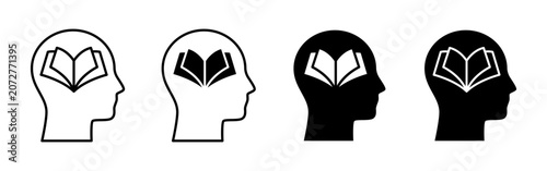 Illustration of Human Heads with Open Books Inside.