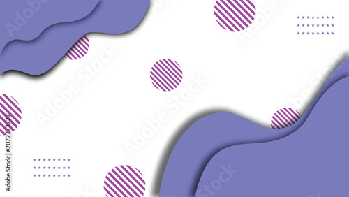 Abstract Background with Purple Fluid Shapes and Striped Circles in a Modern Minimalist Graphic Design Style