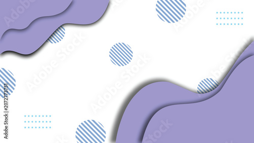 Abstract Background with Purple Wavy Shapes and Striped Circles on a Clean White Backdrop for Modern Design