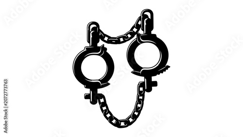 Photos Handcuffs Symbol: A stark, graphic representation of handcuffs, symbolizing restraint, justice, or confinement