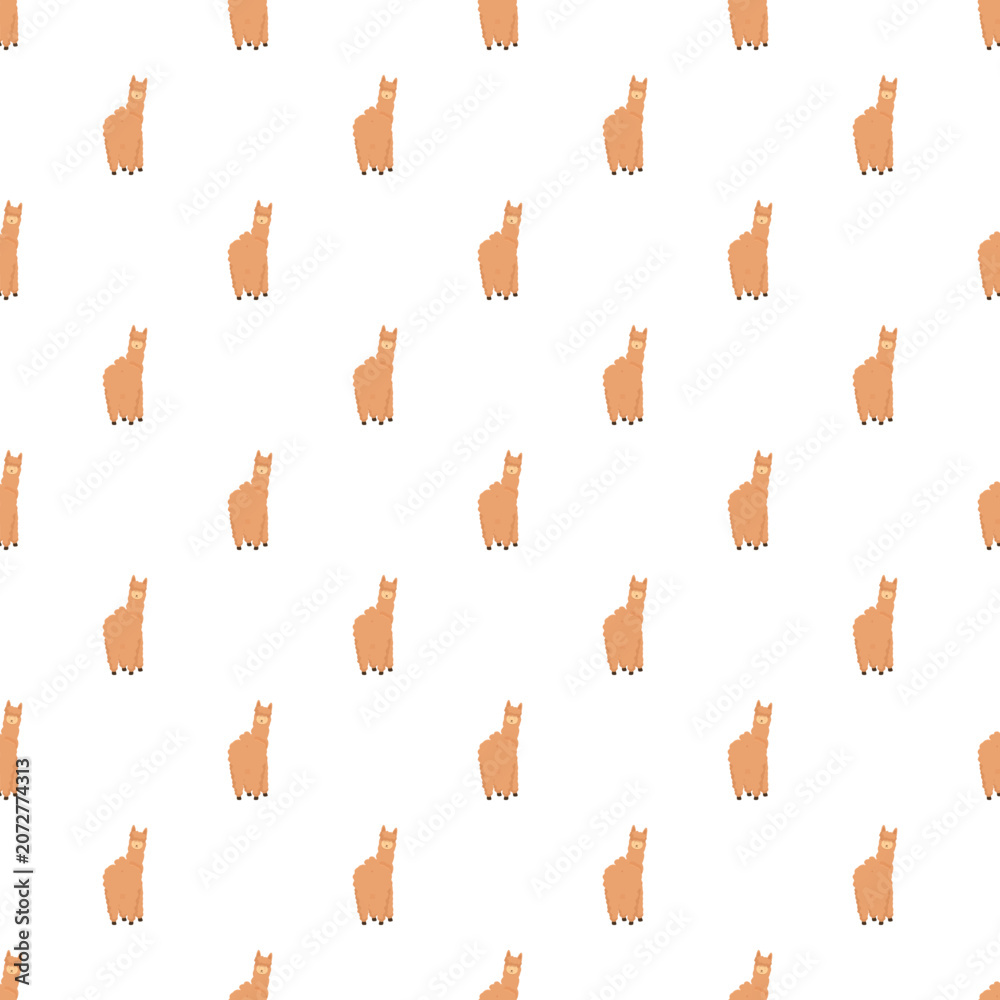 Fototapeta premium Repeating cute brown alpaca figures creating a playful animal background