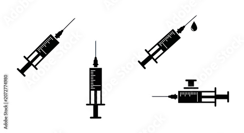 Photos Medical syringes and hypodermic needles silhouettes