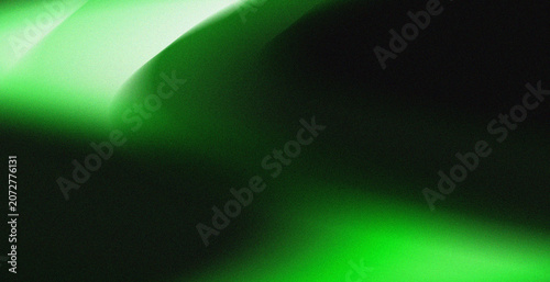 Curved Green Light Glow Fading into Dark Background with Grainy Texture, Abstract Earth Energy Concept