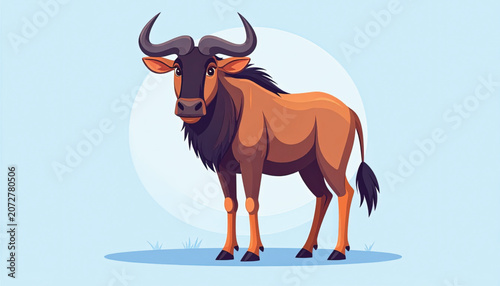 Wildebeest standing in a natural pose.
